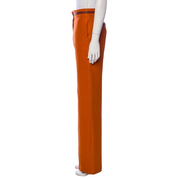 [SOLD] LORO PIANA Carson Leather-trim Linen Pant In Orange/Splendent Rust - Picture 7 of 11